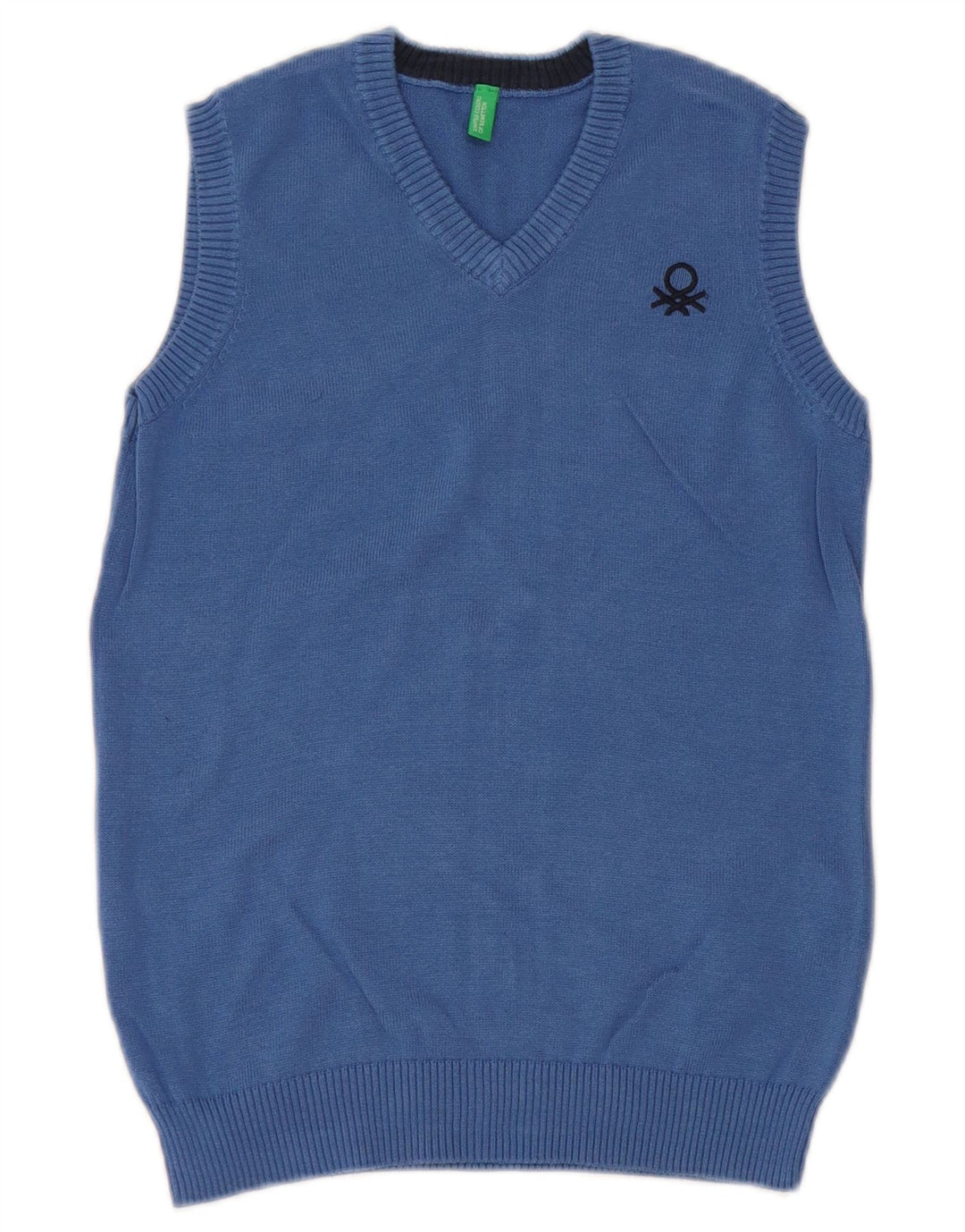 Regata BENETTON Boys Vest 8-9 anos grande algodão azul