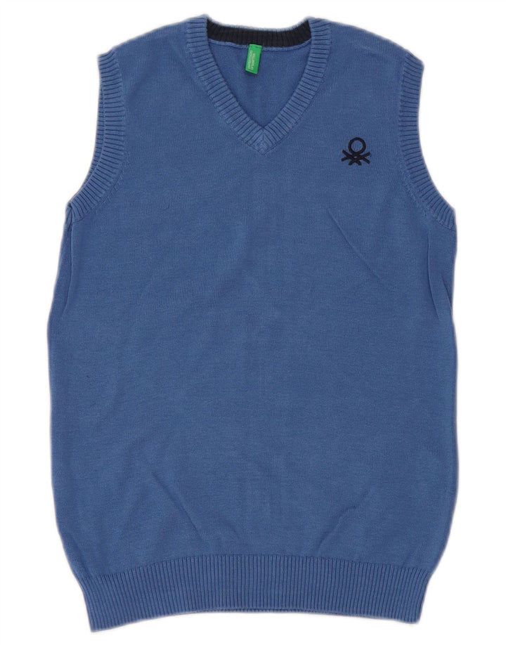 Regata BENETTON Boys Vest 8-9 anos grande algodão azul