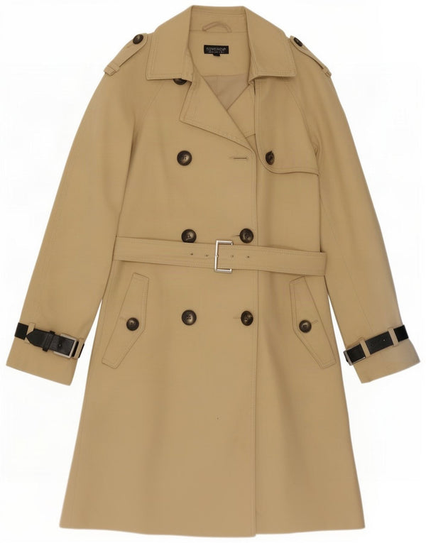 Trench Coat feminino Topshop UK 8 pequeno algodão bege