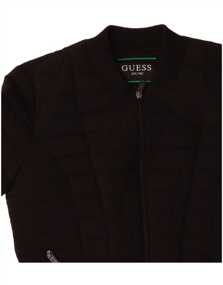 Jaqueta acolchoada feminina Guess UK 12 poliéster preto médio