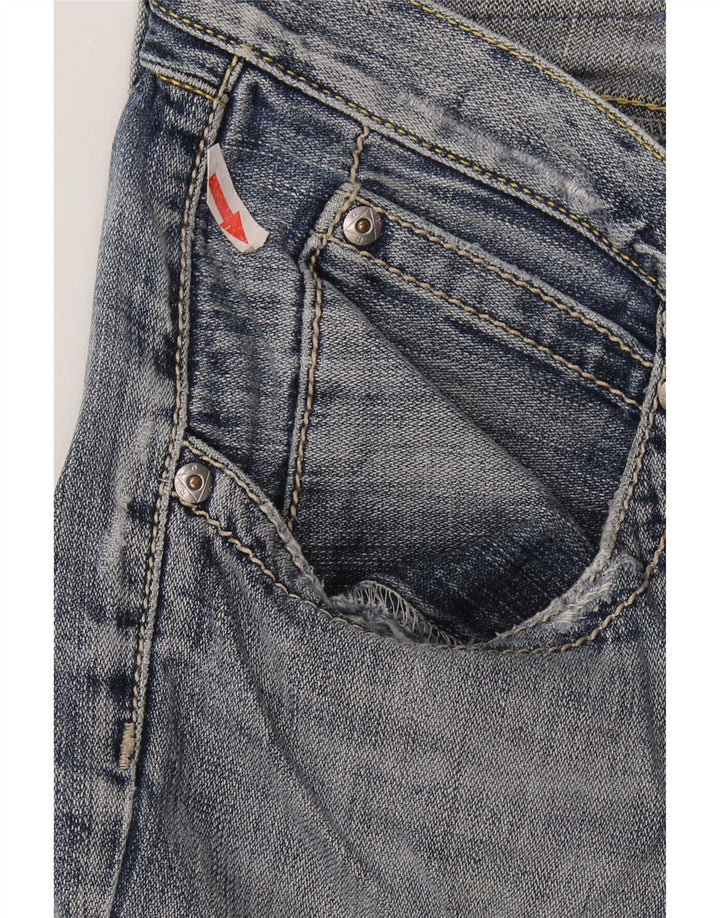 Calça jeans reta masculina Roy Rogers desgastada W31 L33 algodão azul