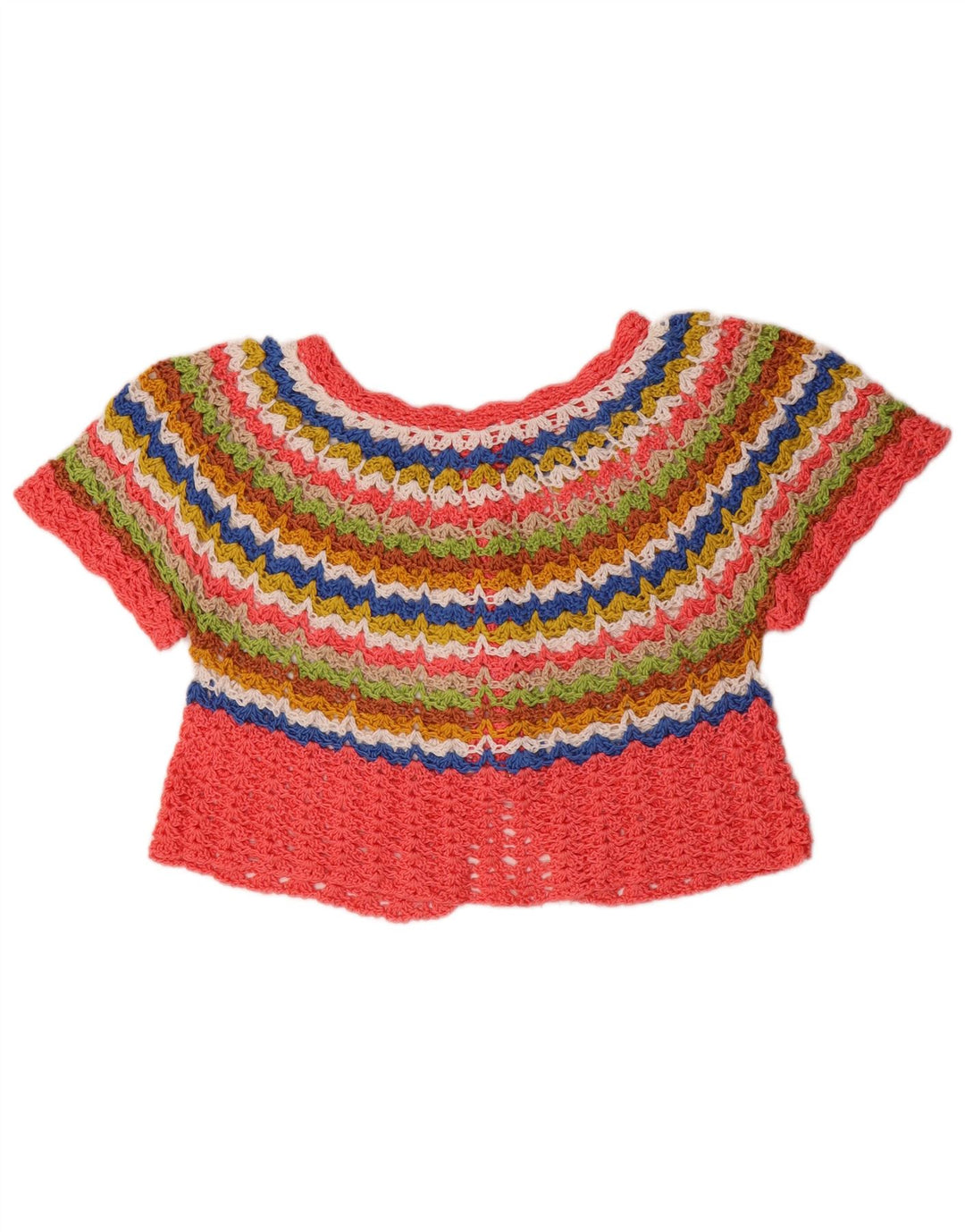 Bolero feminino VINTAGE de manga curta UK 12 médio multicolorido