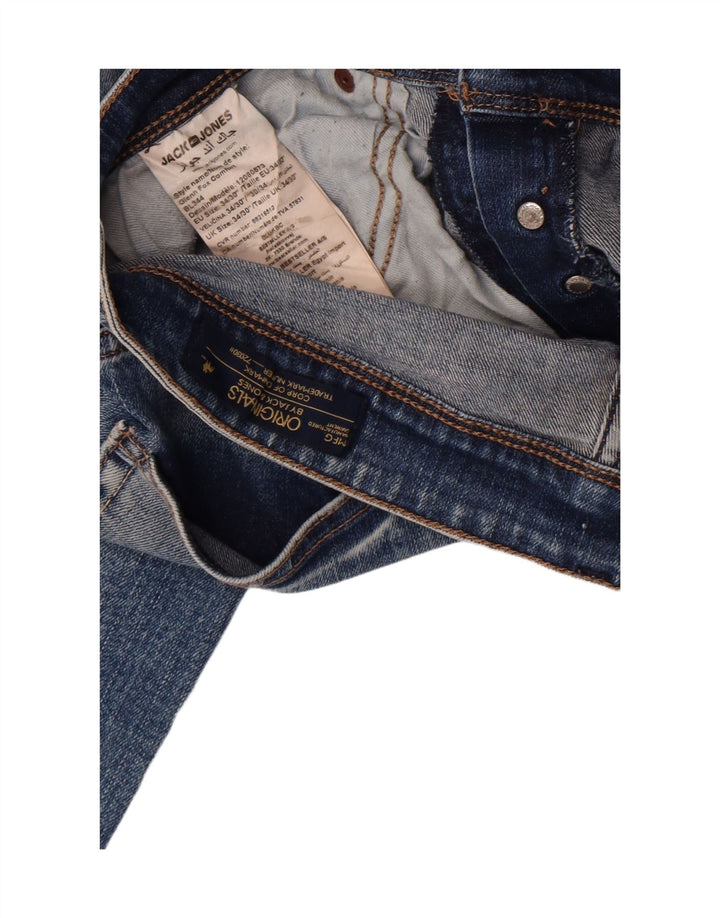 Jeans masculinos Jack & Jones desgastados slim W34 L30 algodão azul