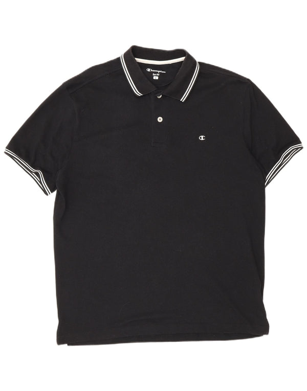 Camisa polo masculina Champion Easy Fit grande algodão preto