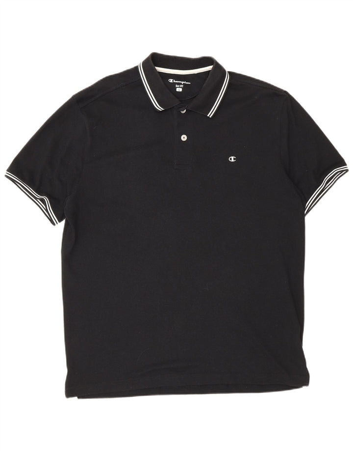 Camisa polo masculina Champion Easy Fit grande algodão preto