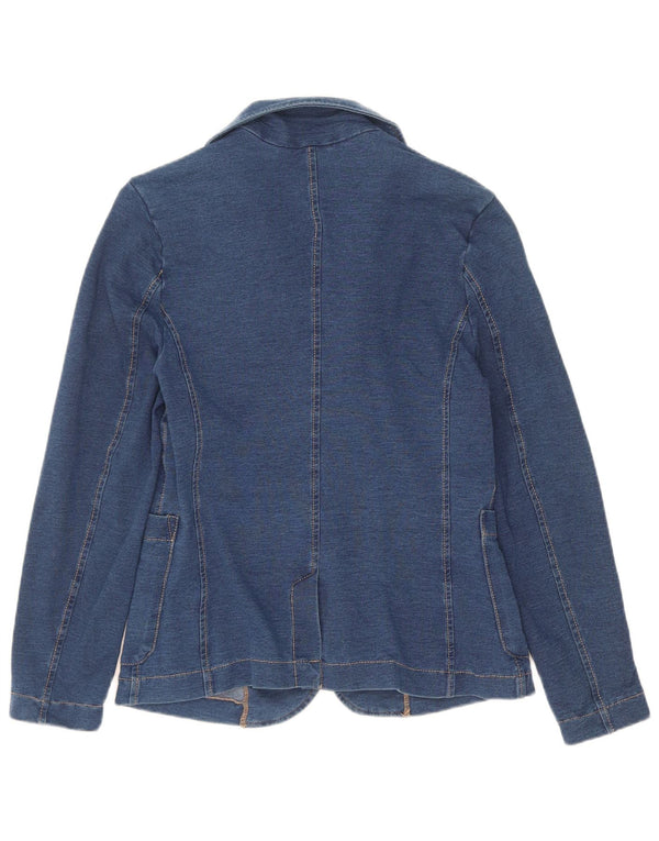 Benetton Girls 2 Button Denim Blazer Jacket 11-12 Years 2XL Blue Cotton