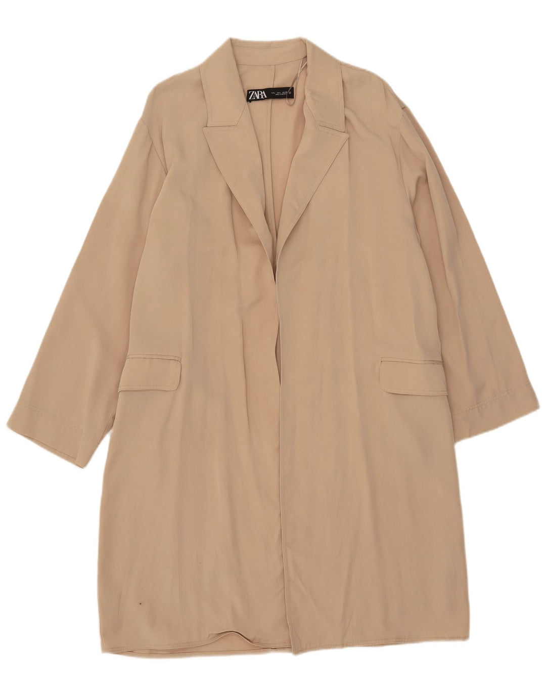 Sobretudo feminino Zara UK 16 grande bege Lyocell
