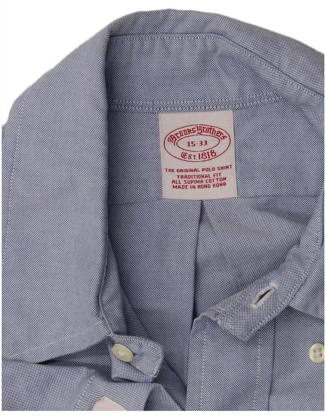 Camisa masculina Brooks Brothers tamanho 15 algodão azul médio