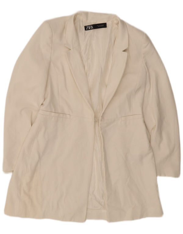 Sobretudo feminino Zara UK 16 grande acetato branco