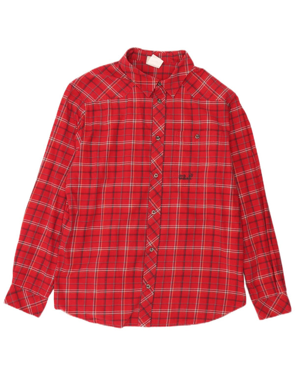 Camisa masculina de flanela Jack Wolfskin Reino Unido 44/46 XL algodão xadrez vermelho