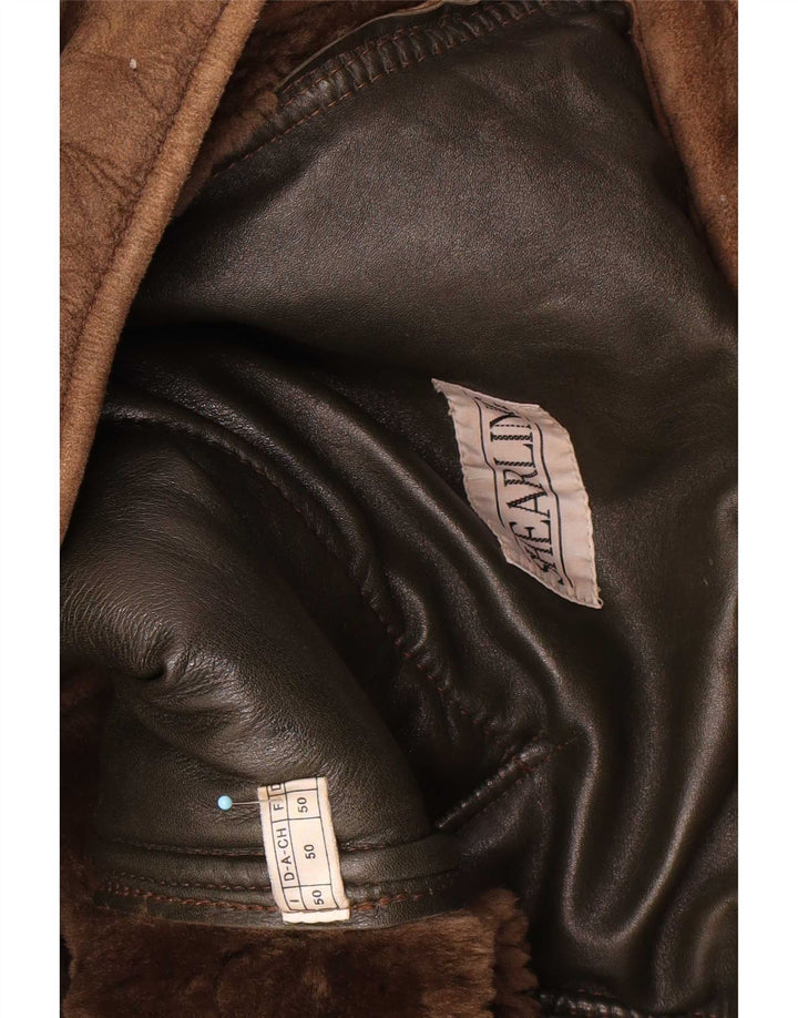 Jaqueta masculina vintage de shearling IT 50 grande marrom