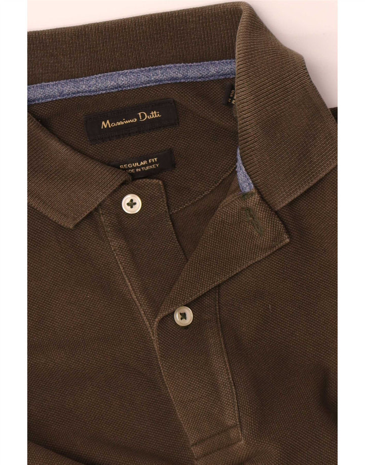 Camisa polo masculina Massimo Dutti regular fit algodão cáqui médio