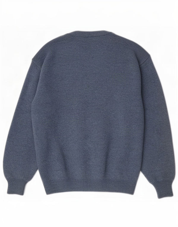 Suéter cardigã masculino vintage grande azul Argyle/Diamante