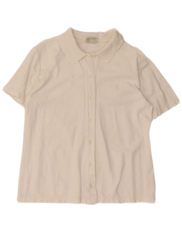 Camisa feminina de manga curta Asics UK 16 grande algodão branco
