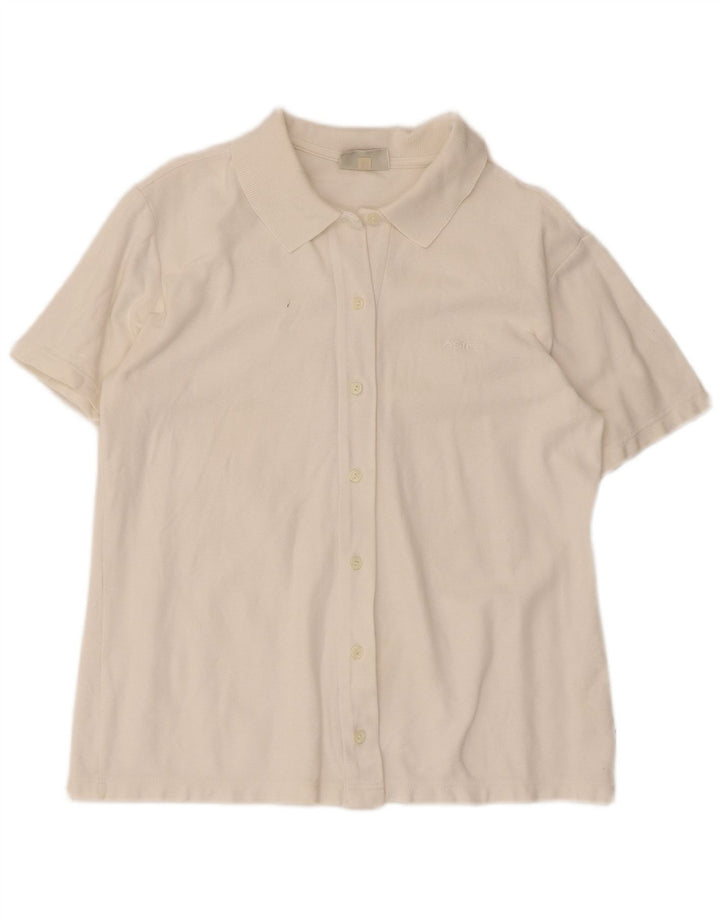 Camisa feminina de manga curta Asics UK 16 grande algodão branco