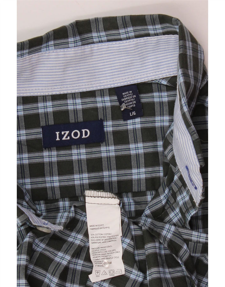 Camisa masculina IZOD grande cáqui algodão guingão