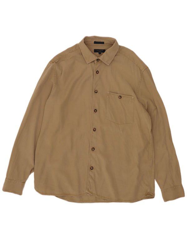 Camisa masculina Ted Baker tamanho 4 grande bege Lyocell