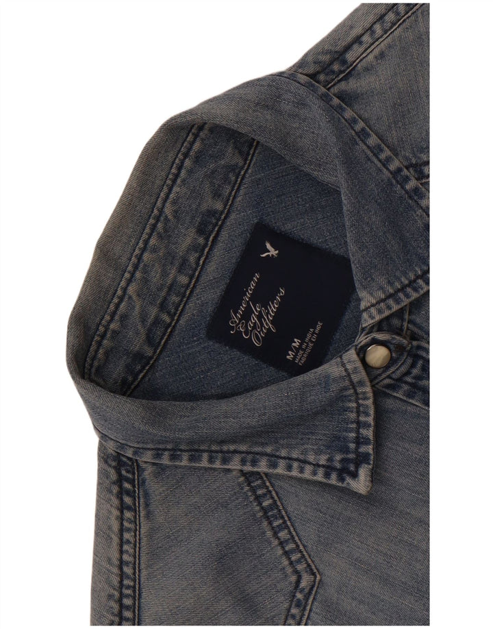Camisa jeans feminina American Eagle Outfitters Reino Unido 14 azul médio
