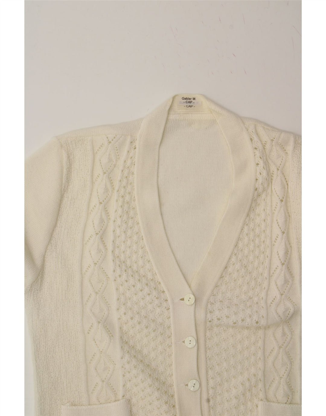 VINTAGE Womens Cardigan Sweater UK 14 Medium White Vintage Vintage and Second-Hand Vintage from Messina Hembry 