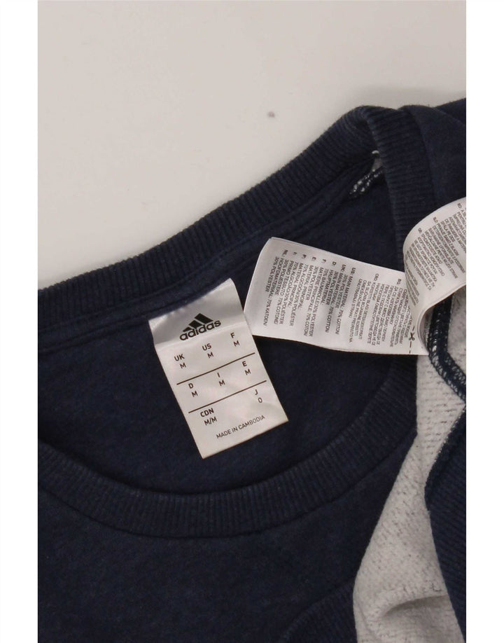 Adidas Mens Moletom Jumper Médio Azul Marinho Algodão
