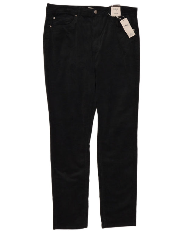 Calça feminina reta de veludo Marks & Spencer UK 18 XL W36 L31 cinza