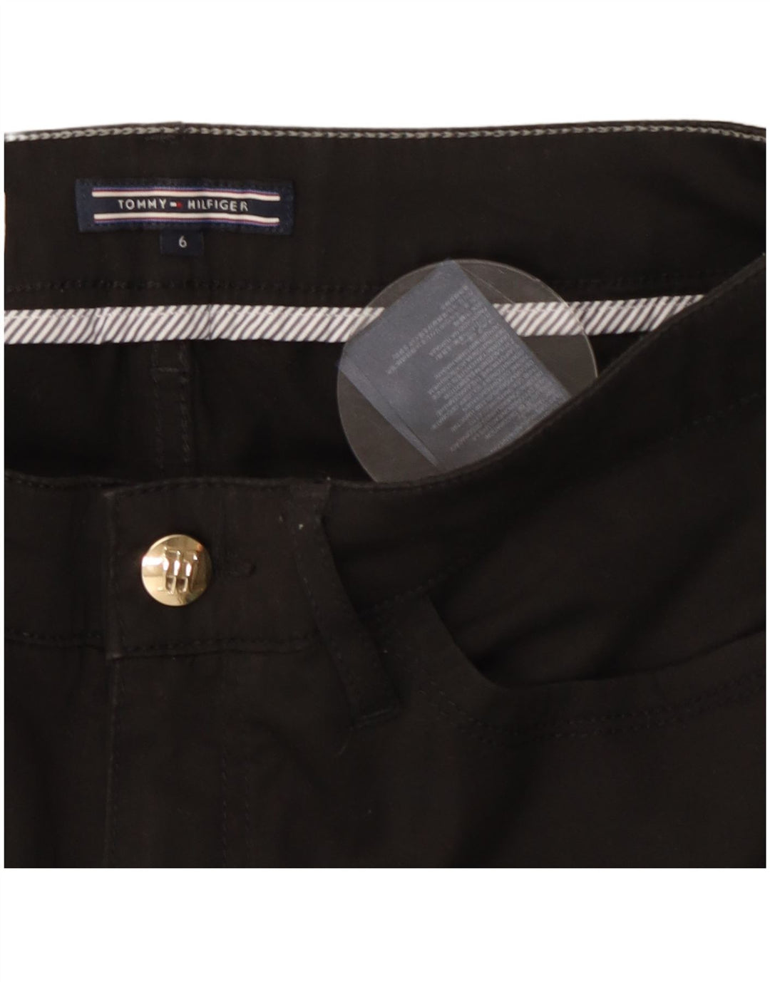 Calça casual feminina TOMMY HILFIGER Milan RW EUA 6 médio W28 L27 preta