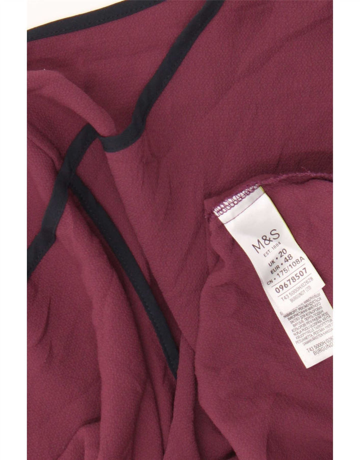 Blusa feminina regular Marks & Spencer UK 20 2XL poliéster cor de vinho