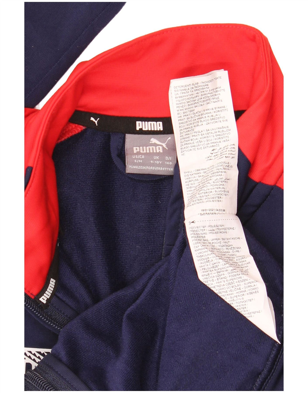 Jaqueta Puma Boys Graphic Tracksuit Top 9-10 Anos Azul Marinho Colorblock