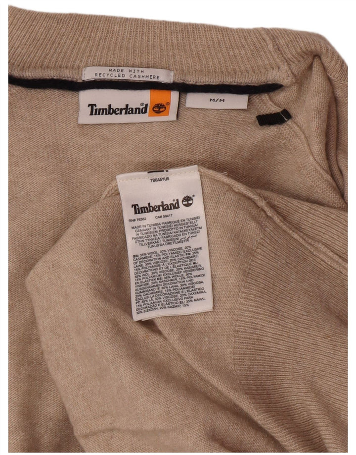 Suéter masculino Timberland com gola redonda e lã bege médio