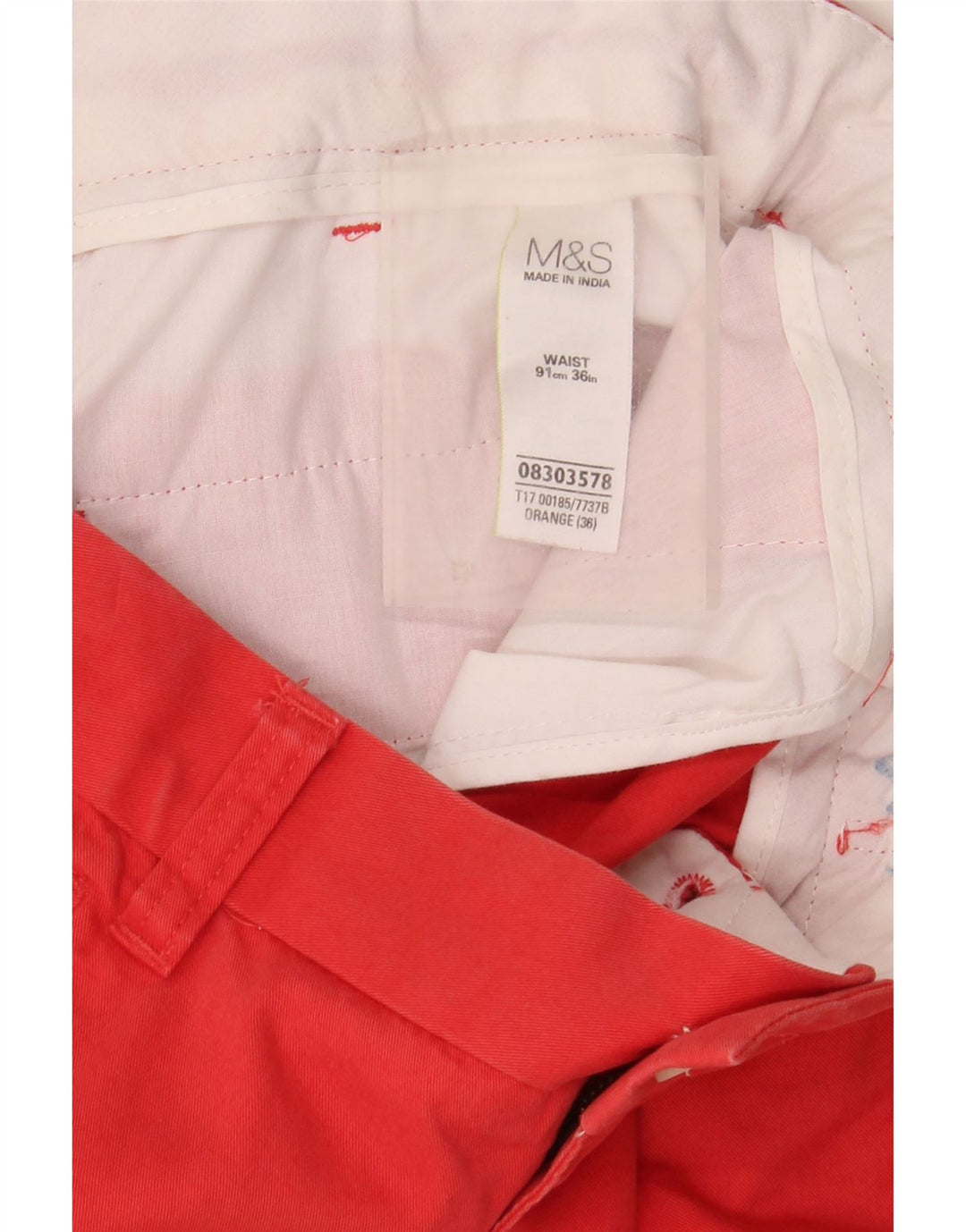 Shorts chino masculino Marks & Spencer W36 grande algodão laranja