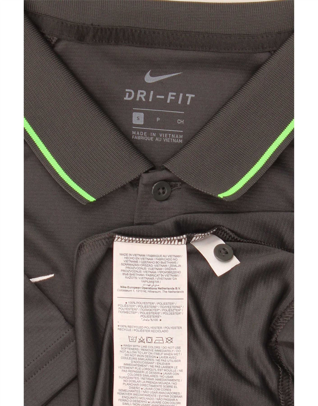 Camisa polo masculina Nike Dri Fit pequena cinza colorblock poliéster