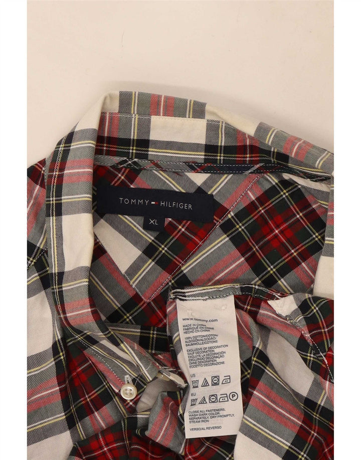 Camisa masculina de flanela Tommy Hilfiger XL de algodão xadrez vermelho
