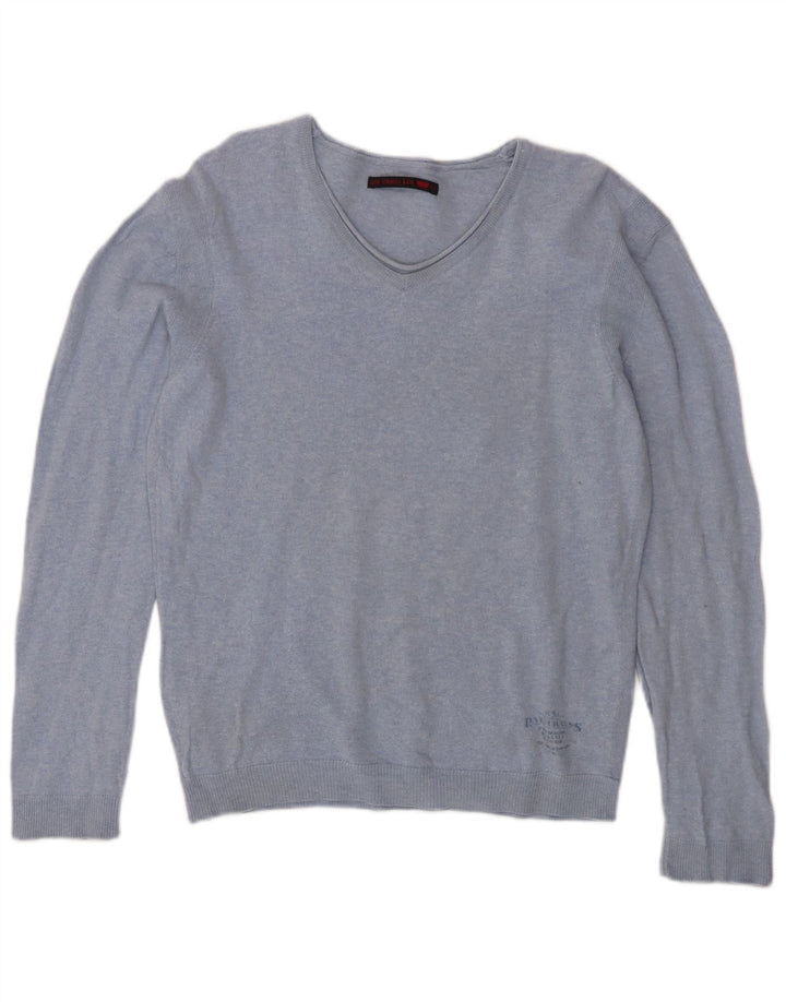 Suéter feminino Levi's com decote em V Reino Unido 16 grande algodão azul