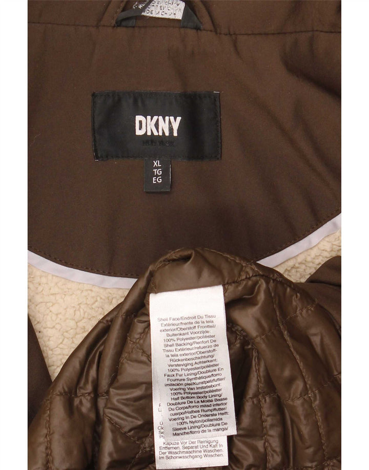 Sobretudo feminino Sherpa Dkny UK 18 XL poliéster marrom