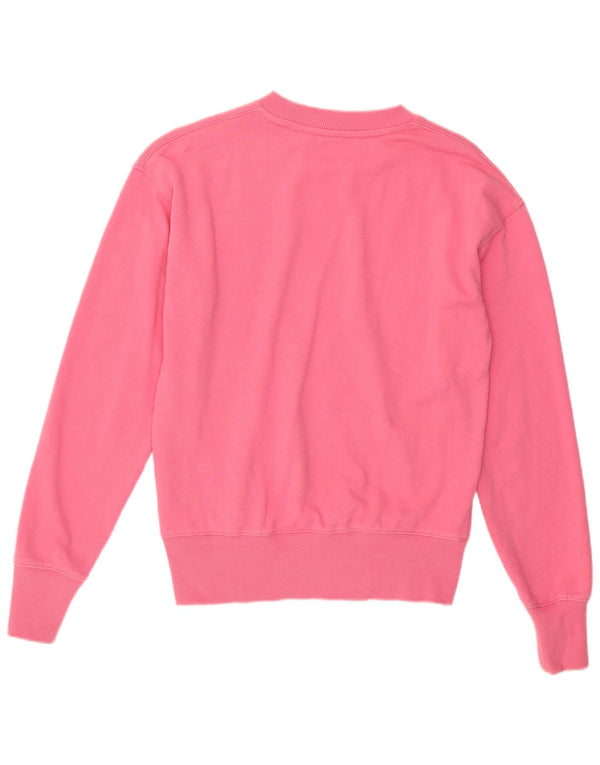 Superdry feminino oversized moletom jumper UK 8 pequeno algodão rosa