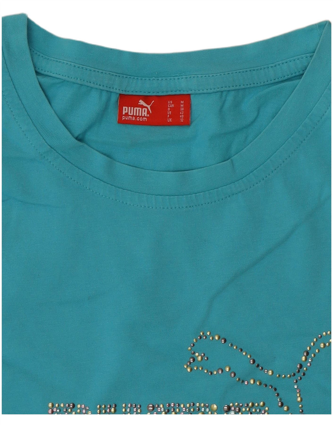 Puma Camiseta Feminina Graphic Top UK 12 Azul Médio