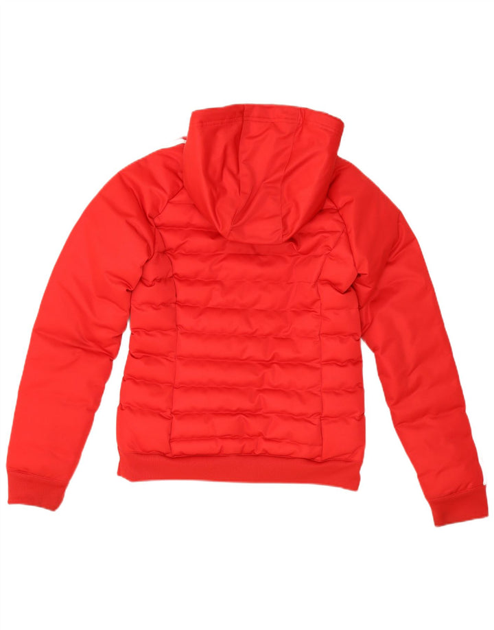 Jaqueta acolchoada com capuz feminina Adidas UK 6 XS poliéster vermelho