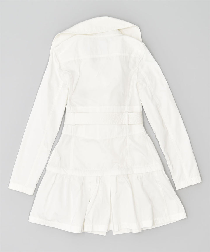 Trench Coat feminino GUESS UK 8 pequeno poliéster branco