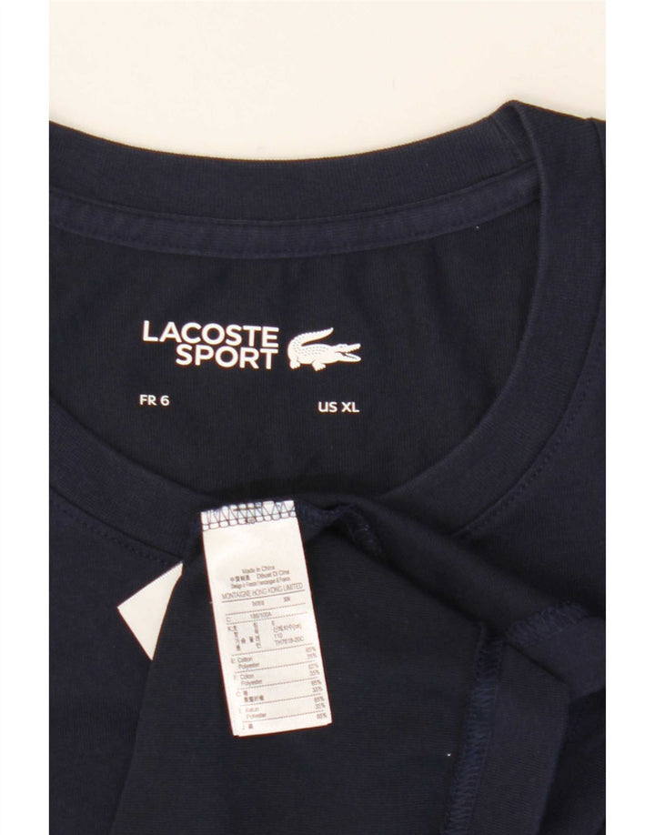 Camiseta masculina Lacoste tamanho superior 6 XL azul marinho algodão