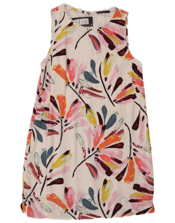 Vestido feminino Marks & Spencer sem mangas evasê UK 16 grande branco floral