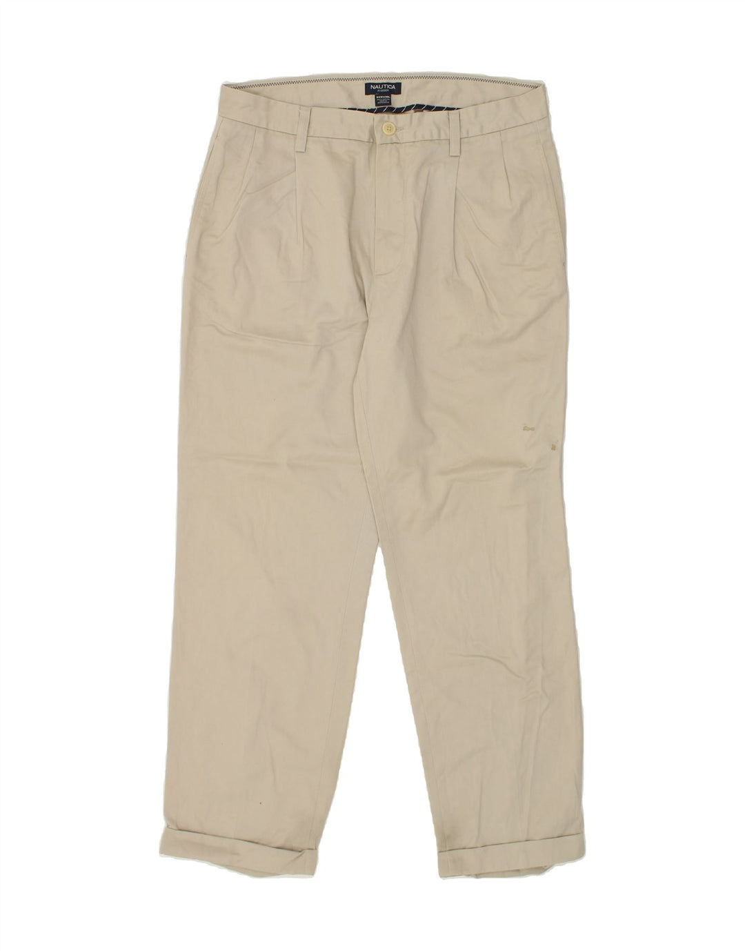 NAUTICA Mens Rigger Pegged Chino Trousers W34 L30 Beige Cotton | Vintage Nautica | Thrift | Second-Hand Nautica | Used Clothing | Messina Hembry 