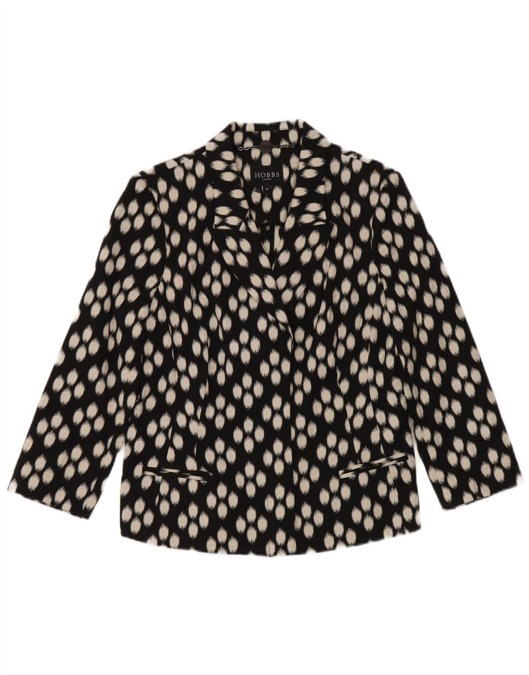 Jaqueta Blazer Feminina Hobbs Manga 3/4 Aberta Reino Unido 12 Médio Preto Manchado