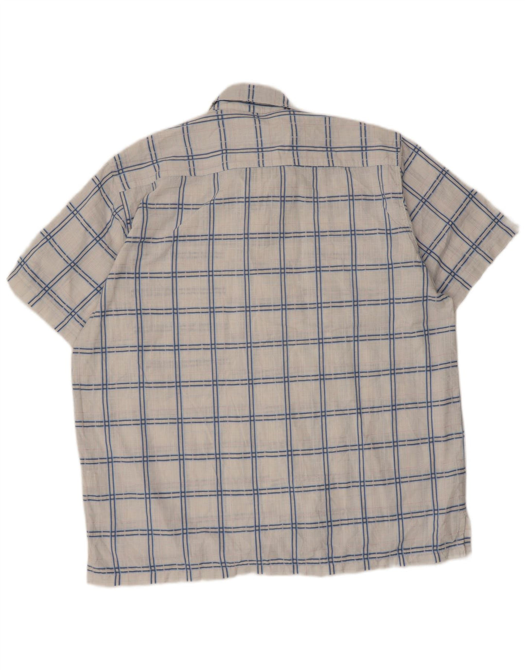 Rohan Camisa masculina de manga curta grande poliéster xadrez branco