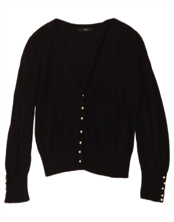 Suéter cardigã feminino Marks & Spencer Reino Unido 12 viscose preta média