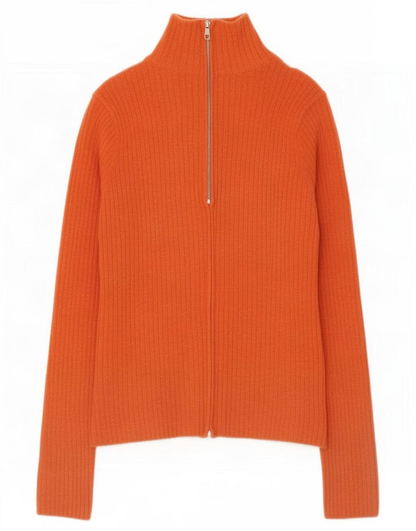 Suéter cardigã feminino Zara Reino Unido 16 grande rayon laranja