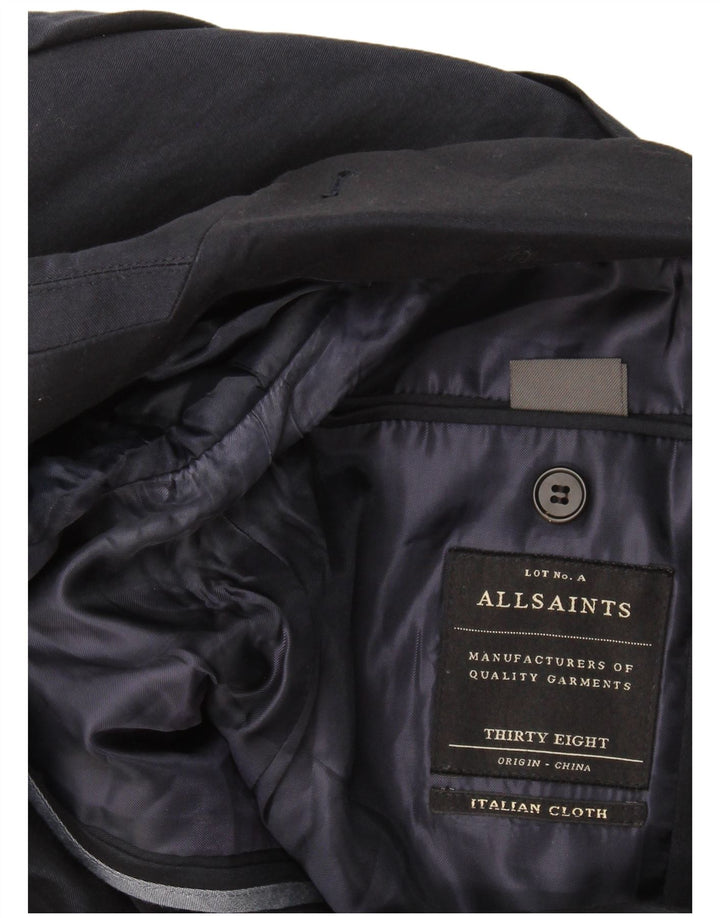 Jaqueta blazer masculina All Saints com 2 botões Reino Unido 38 algodão azul marinho médio