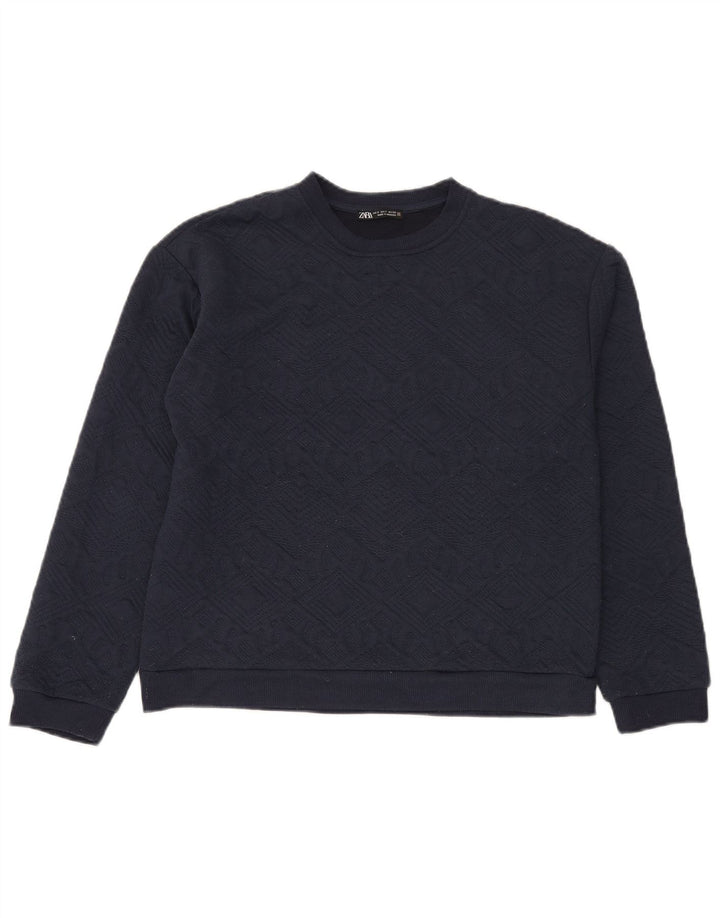 Zara Moletom Masculino Jumper Pequeno Azul Marinho Argyle/Diamante