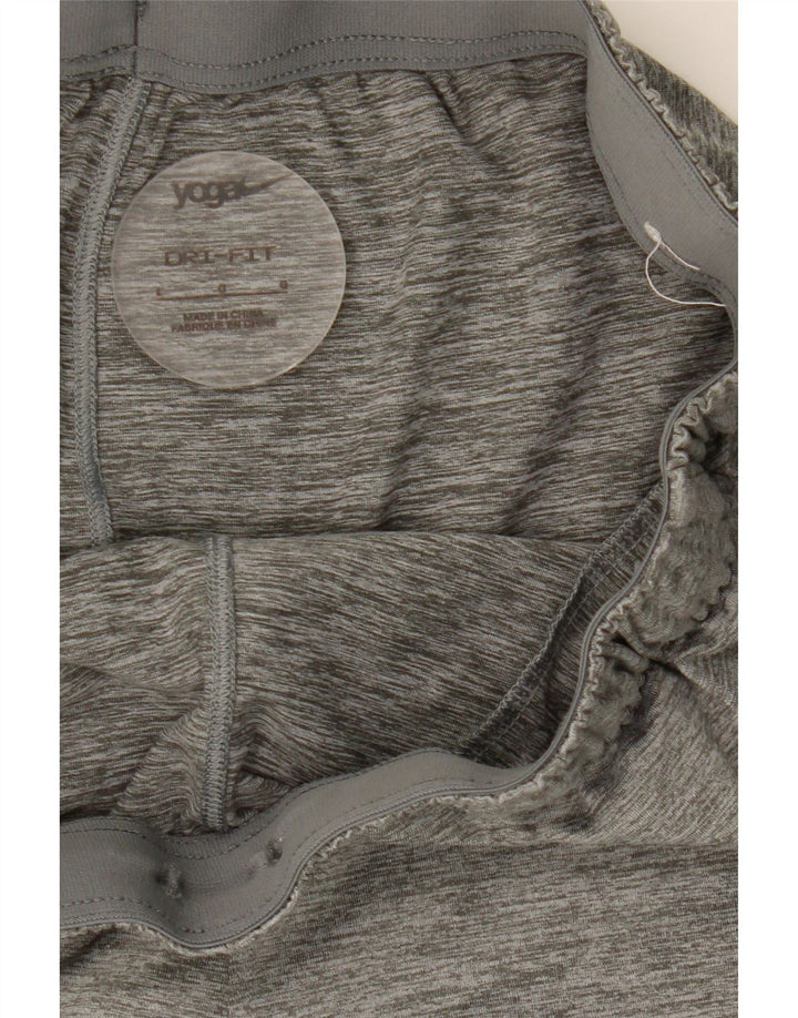 Shorts esportivos femininos NIKE Dri Fit UK 14 grande cinza manchado de poliéster