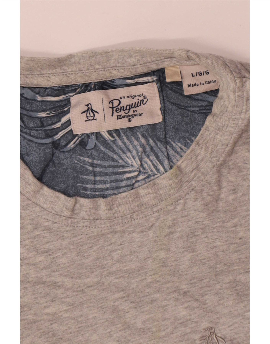 Camiseta masculina Penguin Top grande algodão cinza