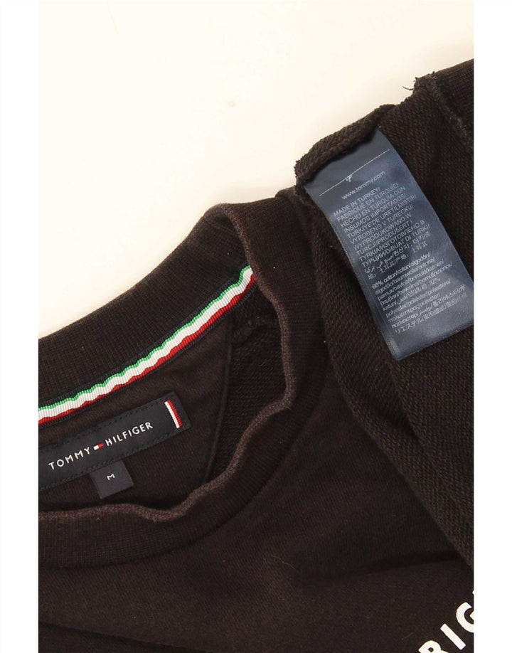 Tommy Hilfiger moletom gráfico masculino jumper médio algodão preto
